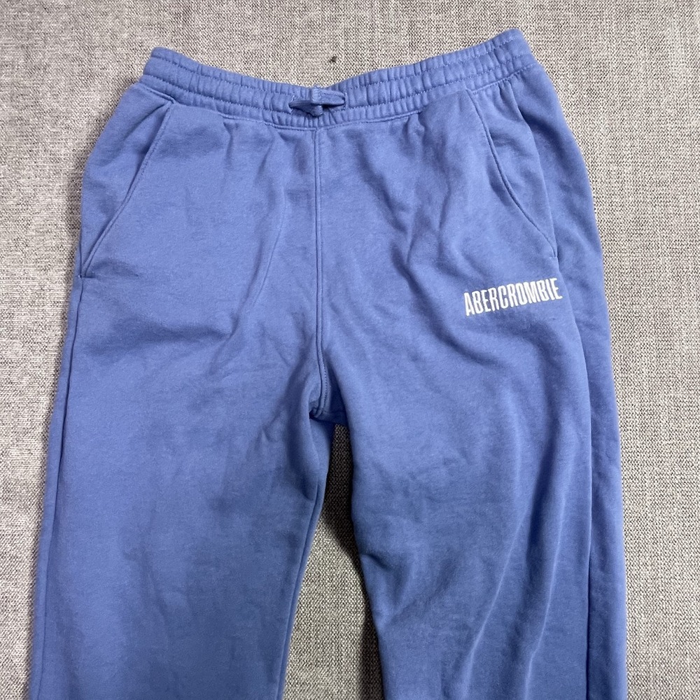 Abercrombie & Fitch Boys Blue Logo Fleece Jogger Pants Loose Fit Tapered Size 14 - Picture 4 of 10